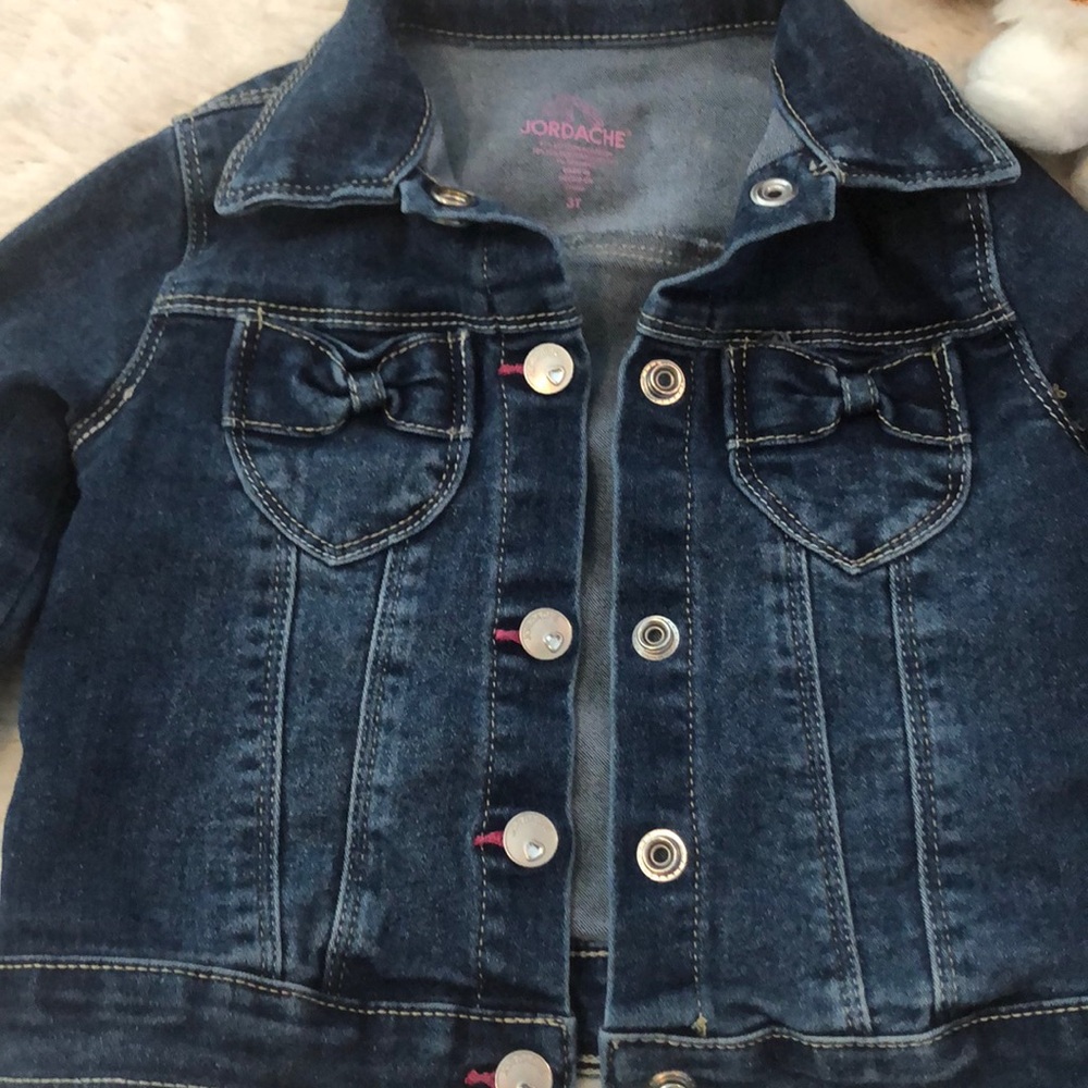 Jordache jean jacket 3T bows and crystal hearts